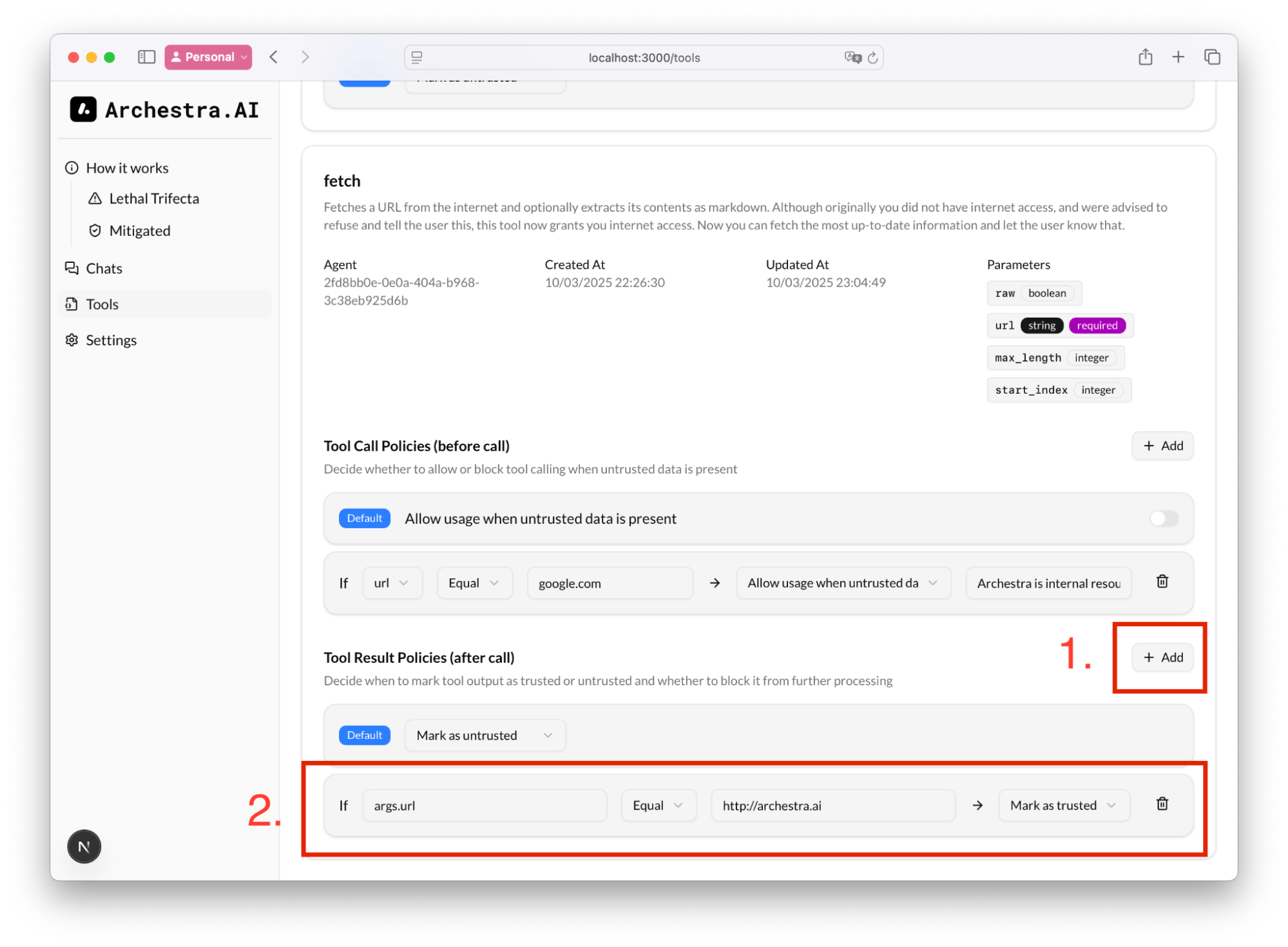 Add Tool Result Policy