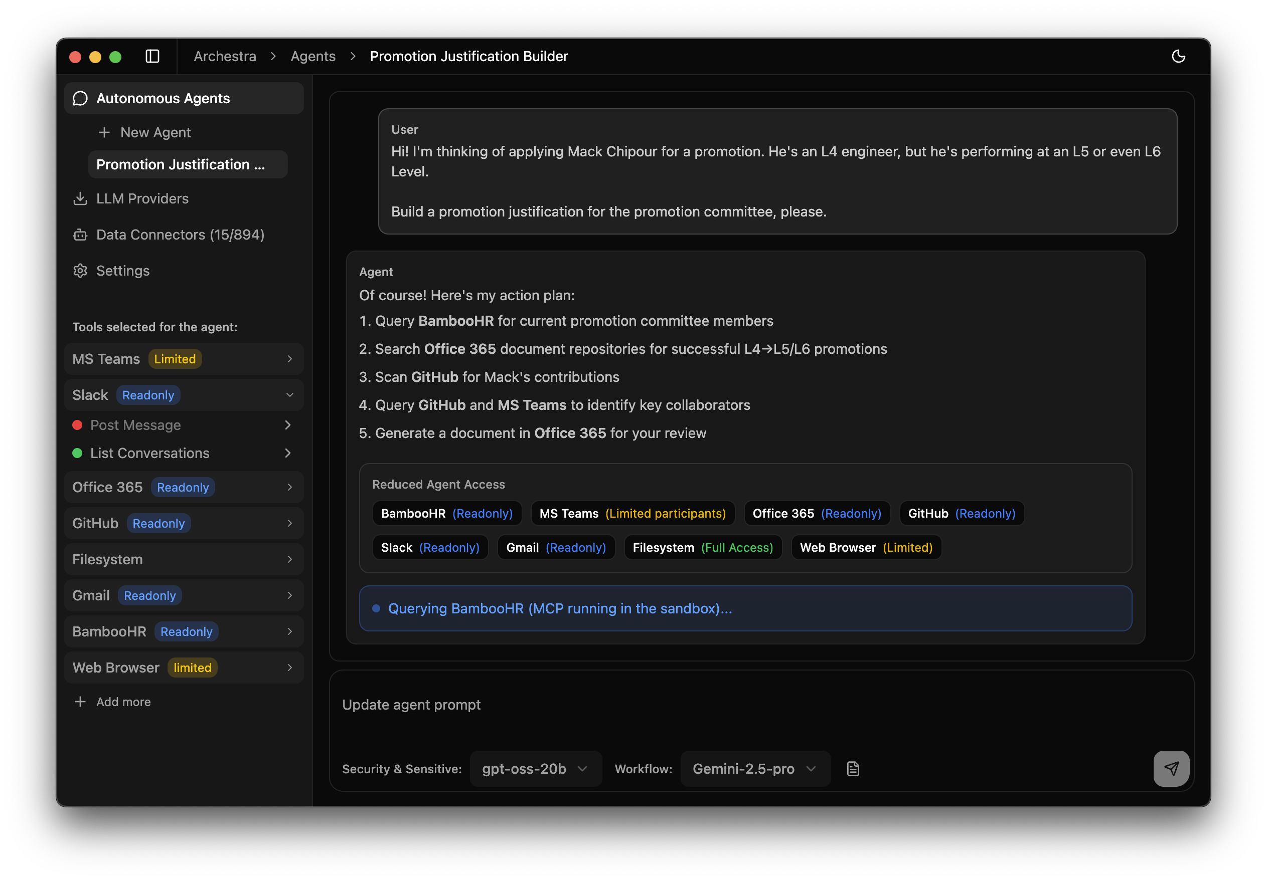 Archestra Autonomous Agents Interface